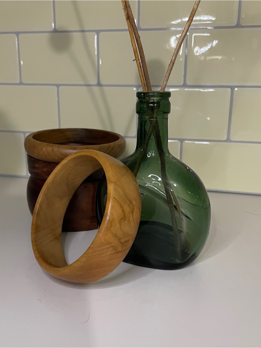 1" wide wooden bangle bracelet - light - Picture 5 of 6